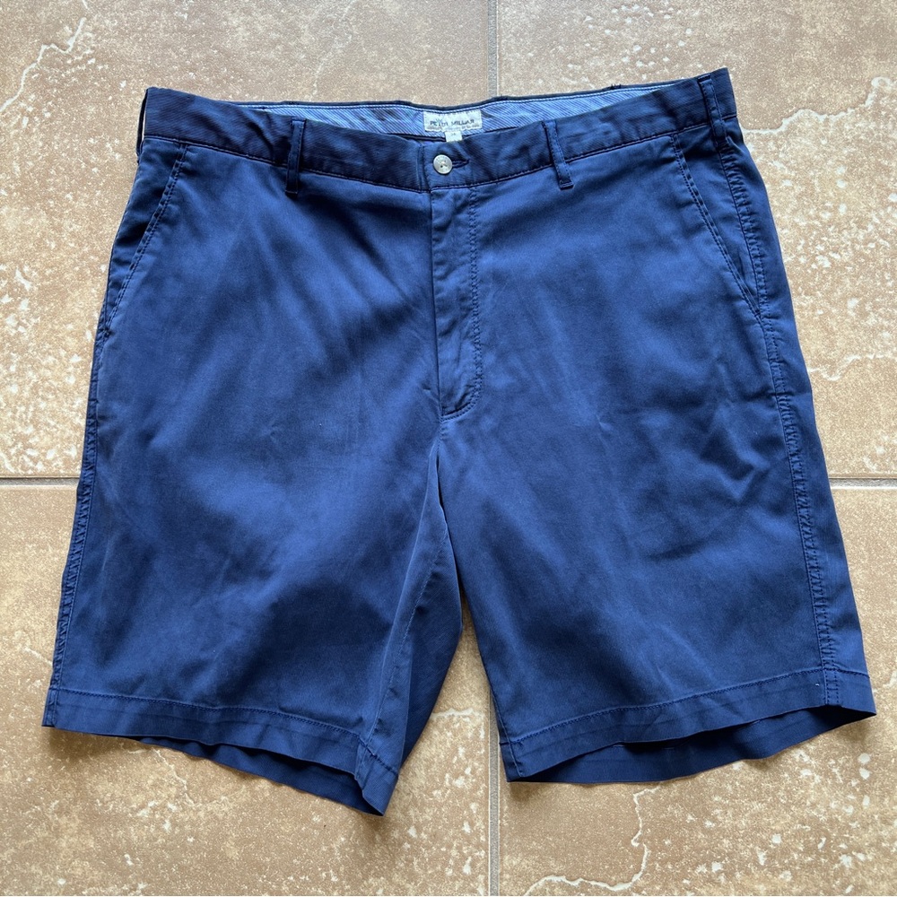 Peter Millar Men's Navy Blue Bedford Cotton Blend Shorts Size 36